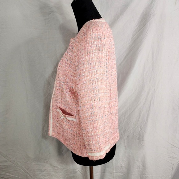 Vtg 80s PATCHINGTON Size 8 Petite‎ Pink Boucle Tweed Easter Church Dinner Jacket - Picture 3 of 14
